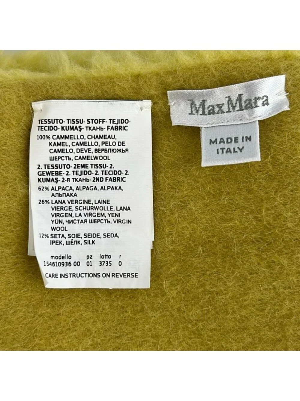Max Mara Scarf Yellow Wool Silk